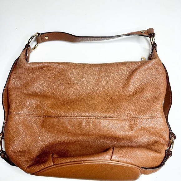 MICHAEL KORS "Fulton" Genuine‎ Pebbled Leather Medium-to-Large Tan Shoulder Bag - Picture 3 of 11